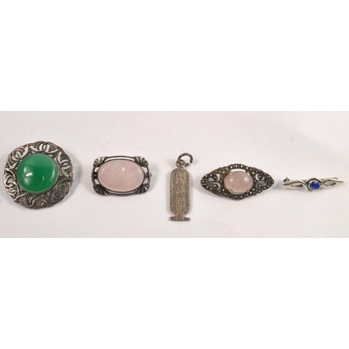 46 - Some SCOTTISH made silver stamped brooches with interesting and a small Egyptian cartouche pendant 3... 