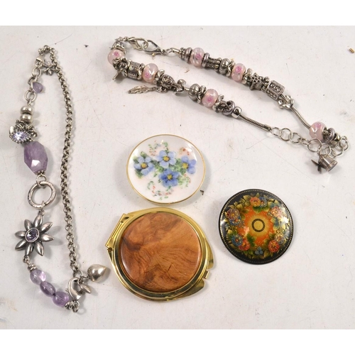 55 - QUALITY LOT! TWO SCOTTISH bespoke handmade necklaces with a nice wee make-up mirror, a Russian inspi... 