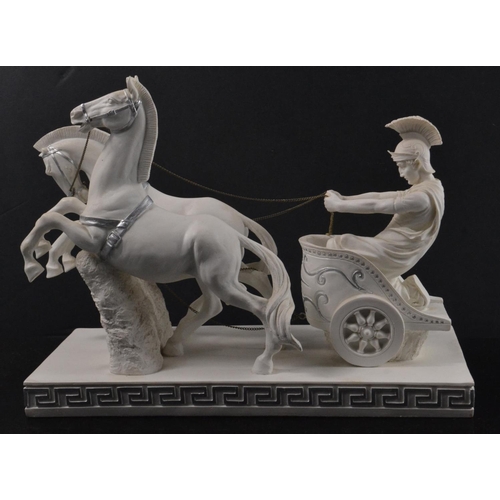 126 - A FABULOUS Roman warrior on a chariot pulled by a pair of charging war horses large ornament measuri... 