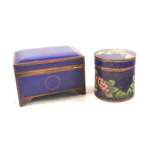 134 - Two vintage pieces of CLOISONNE to include a lidded container (h=8cm, d=8cm) and also a nice quality... 