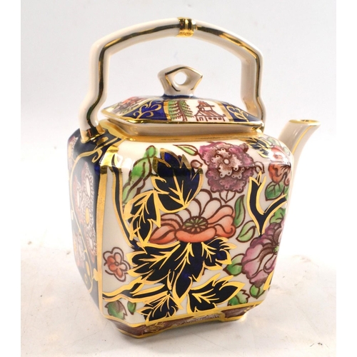 136 - MASONS 'Penang' teapot with beautiful dark blue and gilt design