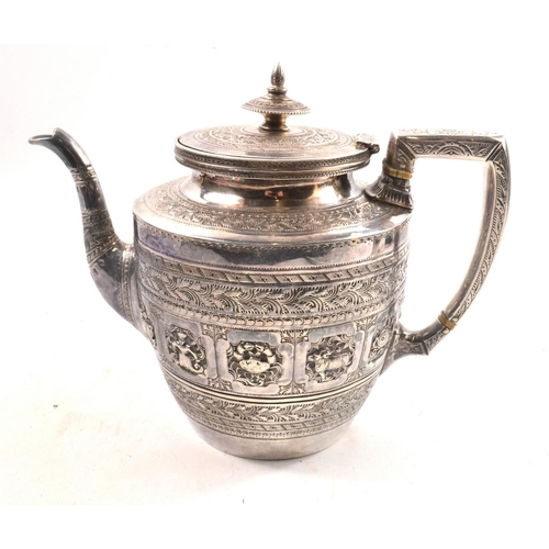 158 - Zodiac decorated Silver teapot JAMES REID silversmith c1902?