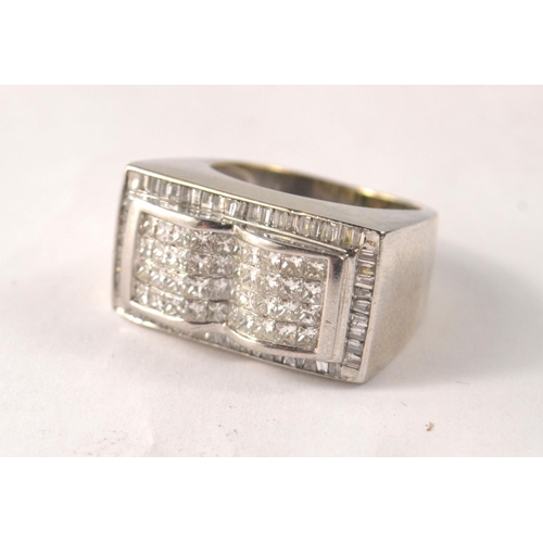 38 - PRIVATELY COMMISSIONED FABULOUS 750 white gold Hallmarked ring set with  2.5 carats quantity of high... 