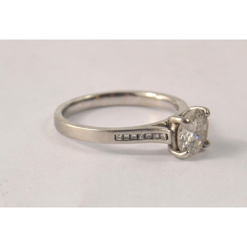 39 - Platinum hallmarked STUNNING, 2 CARAT round cut solitaire diamond engagement ring with quarter carat... 