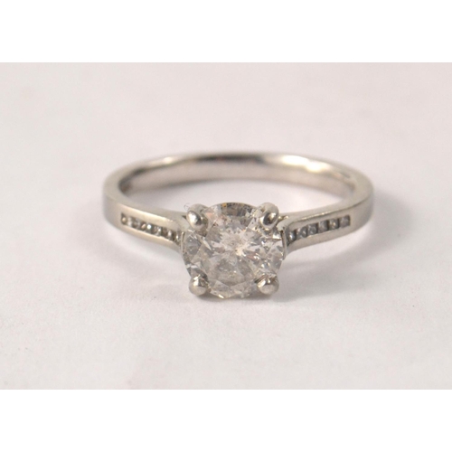 39 - Platinum hallmarked STUNNING, 2 CARAT round cut solitaire diamond engagement ring with quarter carat... 