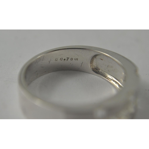 41 - A nice quality BLING 750 stamped white gold band with a total of 0.78 carats in baguette cut diamond... 