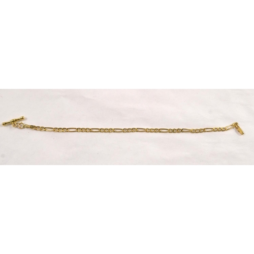 56 - 375 hallmarked gold bracelet with T-bar clasp