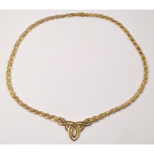 60 - FRASER HART 375 stamped gold necklace with Celtic design in presentation case