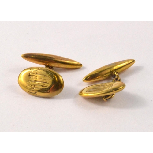 76 - 9ct Hallmarked GOLD CUFF LINKS, with one slightly dented 3.2g gross