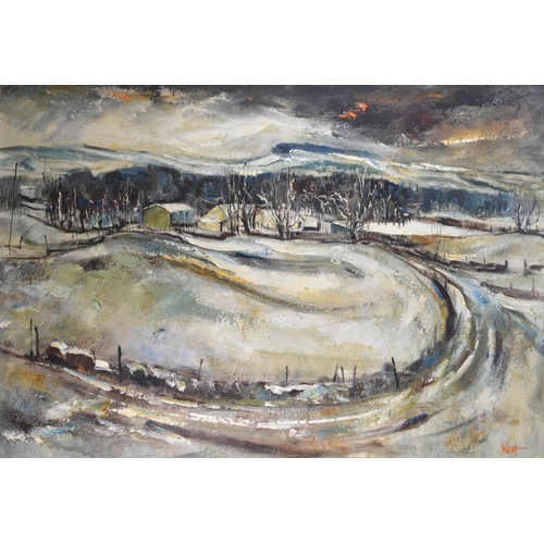 29 - JAMES WATT Scottish b1931- 'Winter Duchal Mains' oil on canvas signed WATT bottom right 70cm x 100cm... 