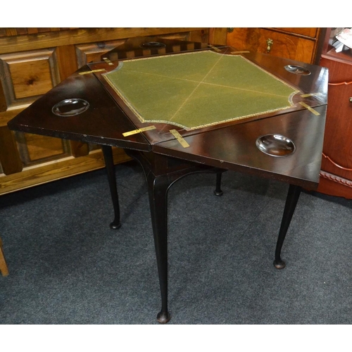 34 - C1960s folding leaf x 4 card table ( nice quality!) 56cm square top)