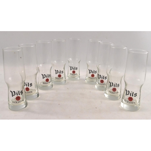 38 - RETRO c1970's PILS lager half pint glasses x 9