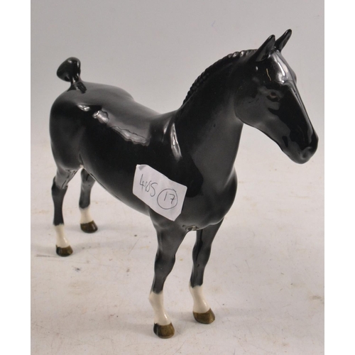 59 - BEAUTIFUL BESWICK pottery black stallion, stamped at base