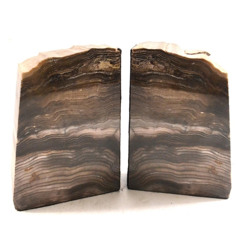 74 - TWO GEOLOGICAL polished stone bookends of EXCEPTIONAL QUALITY! 15cm high and 23cm long when placed t... 