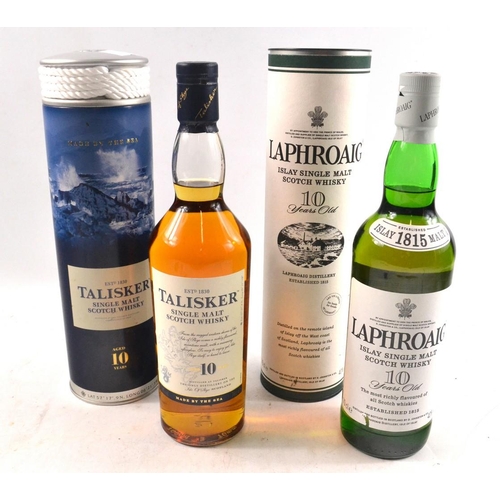 77 - LAPHROAIG Islay 10 year old Malt Whisky 70cl AND A BOTTLE OF TALISKER 10 year old malt whisky Isle o... 