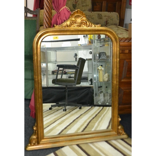 86 - LOVELY OVER MANTLE gilt framed mirror With crested finial