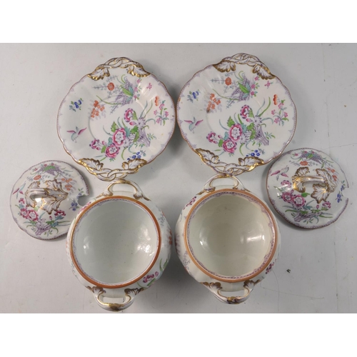 17A - A pair of c1880s MONA ceramic Floral decorative lidded Tureens