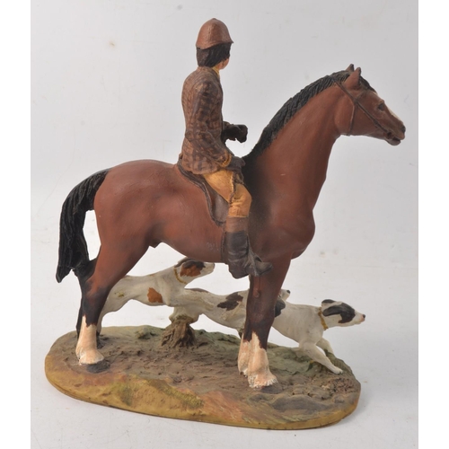 18W - Two horse themed figurines, no names on bases, one a hunting scene, the other a horse racing theme, ... 