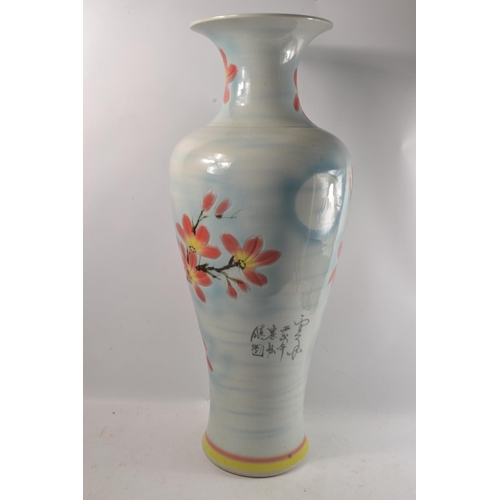 18Y - Very large ORIENTAL Feature inspired vase with floral decoration in a blueish Background