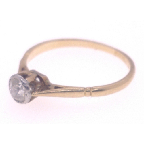 1 - STUNNING vintage Diamond(tested) centred set in platinum ring 18ct stamped yellow size N#2