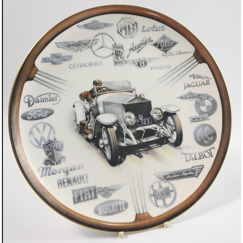 154 - A nice porcelain COALPORT Commemorative plate depicting models of cars celebrating the Centenary of ... 