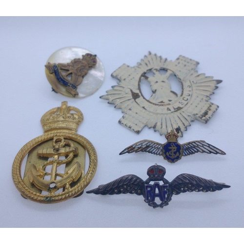 24 - Small collection of pin badges to include one RAF.#48