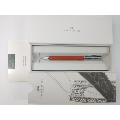 26 - GRAF von FABER CASTELL boxed as new ballpoint pen in Classic Pernambuco Wood with mini booklet withi... 