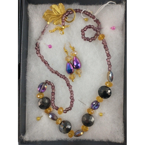 29 - Selection of COSTUME JEWELLERY. One mainly clear glass bead necklace (50cm. approx.) with matching e... 