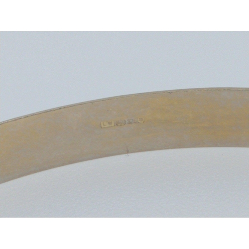 7A - A nice 375 stamped yellow gold bangle weight 10.05g approx and 7cm in diameter#15