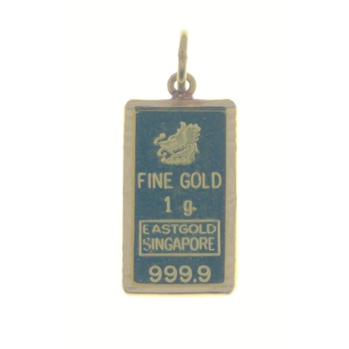 7B - An EASTGOLD SINGAPORE gold stamped tiny ingot style pendant piece 1.40g approx#16