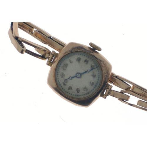 8A - A 375 stamped yellow gold watch casing ladies vintage watch with a REGENT expanding strap stamped '9... 