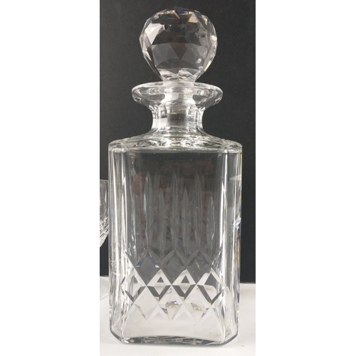 204 - EDINBURGH CRYSTAL set of 8 small brandy balloons with an exqusite square spirit decanter.#246