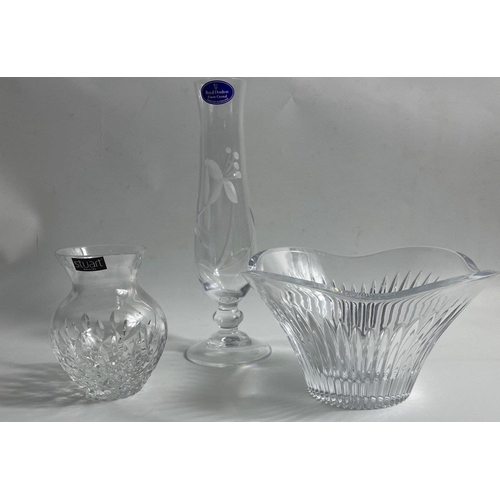 210 - A STUARTS crystal vase boxed 10cm high with ROYAL DOULTON CRYSTAL stem vase still with its original ... 