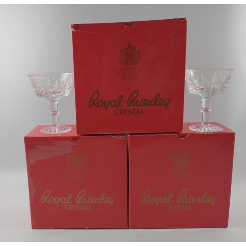 216A - Three boxed sets of ROYAL BRIERLEY CRYSTAL dessert dishes, two per box six in total#259