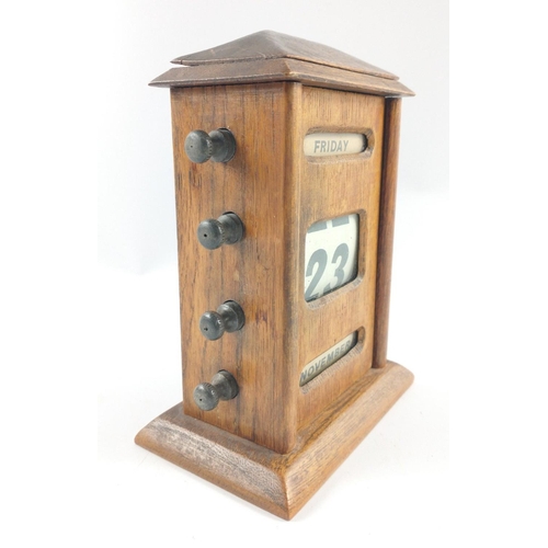 238 - EDWARDIAN wooden desk calendar with double sided turning knobs - SO COOL!#299