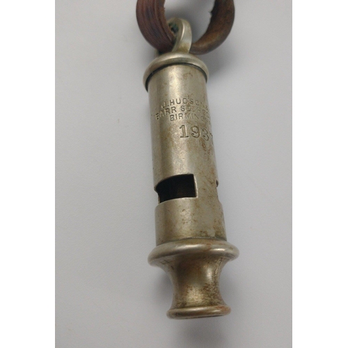223J - Vintage WHISTLE 1937 by J. HUDSON & Co with leather strap.#277