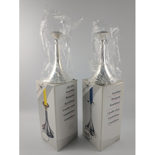223L - Two boxed FIESTA candlesticks height 18cm#279