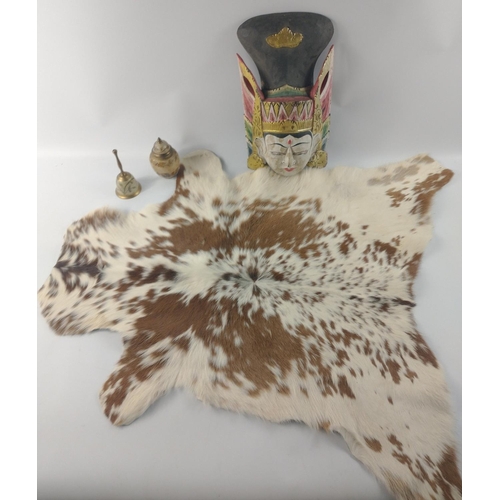 237 - Mixed lot to include a small goatskin rug approx 60cm, a brass painted ginger jar (approx. 10cm) a b... 