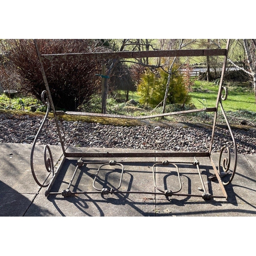 365 - An ANTIQUE c1870 part FRENCH GARDEN iron SEAT with fantastic swirly handles!!.... AN INTERESTING GAR... 