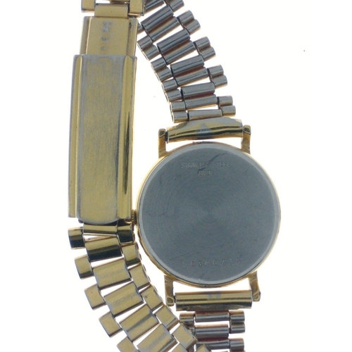 20 - Longines presence ladies wrist watch with stainless steel back and Roman numerals and date dial. Han... 