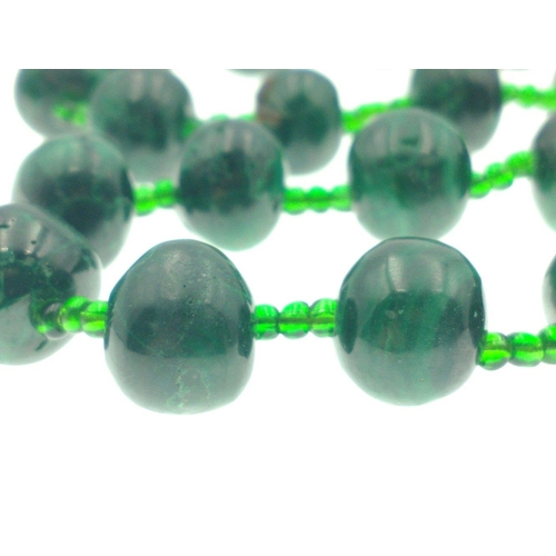51 - Malachite style string of beads with emerald coloured spacer beads [68cm lenth]#52