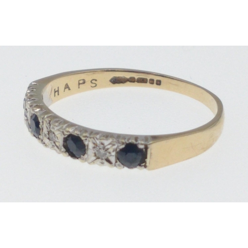 2 - 18ct Hallmarked Yellow Gold half eternity set with diamonds and sapphires [ size Q ]#2