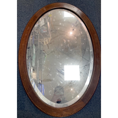 359A - LATE VICTORIAN  WALL MIRROR with bevelled glass and Mahogany cross banded frame, great condition 57 ... 