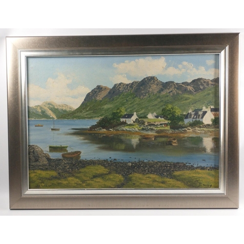 363 - BEAUTIFUL PLOCKTON! OIL ON CANVAS by John Davey of PLOCKTON 46cm x 66cm#398