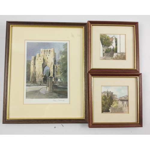 363G - SCOTTISH INTEREST AND SCOTTISH ARTIST W TUNNICLIFFE prints of Crammond Village Edinburgh 7.5cm squar... 