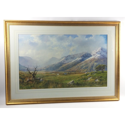 372A - DYNAMIC LANDSCAPE 'MISTY MORNING' BY PHILIP STANTON  90 framed print, bucolic highland scene 96 x 68... 