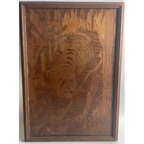 373 - A very unusual MARQUETRY PICTURE of a TIGER 40 x 33cm#417