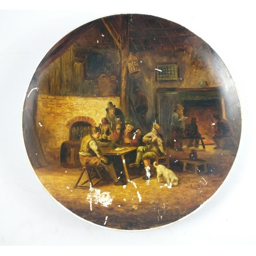 374 - ANTIQUE tavern scene plate by ADRIAEN VON OSTADE [wee bit wear and tear but does not detract from th... 