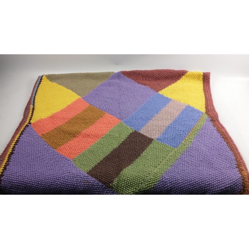 381 - STUNNING HAND KNITTED colourful blanket, great for a cosy-up!  95cm x 155cm approx.#426