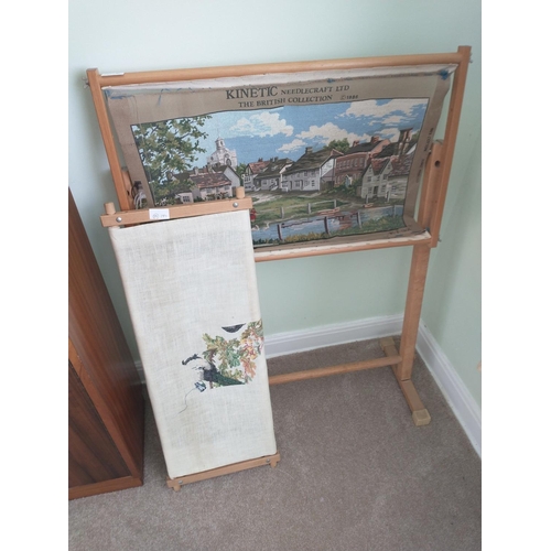 399 - A needlecraft frame with a KINETIC canvas and wools 97cm high x 72cm long x 47cm high( canvas dimens... 